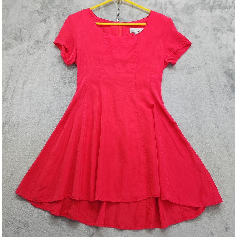 Vintage 80s Jonathan Martin Dress Womens 5 Juniors Pink Silk Short Sleeves Party